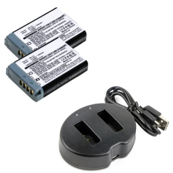 2 stuks: Canon NB-13L / 9839B001 accu's + lader (3.6 V, 1250 mAh, 123accu huismerk)  ACA00571 - 1