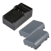 2 stuks: Canon NB-2LH / 9612A001 accu's + lader (7.4 V, 600 mAh, 123accu huismerk)