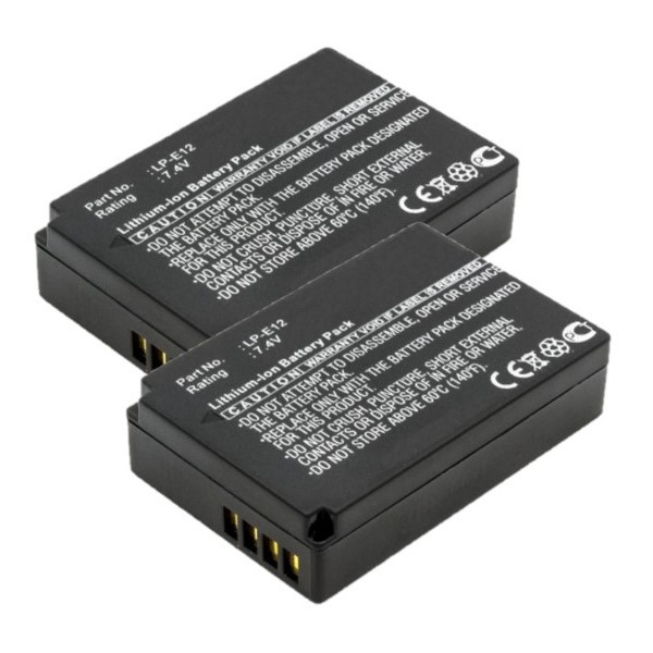 2 stuks Canon LP-E12 / 6760B002 accu's (7.4 V, 820 mAh, 123accu huismerk)  ACA00552 - 1