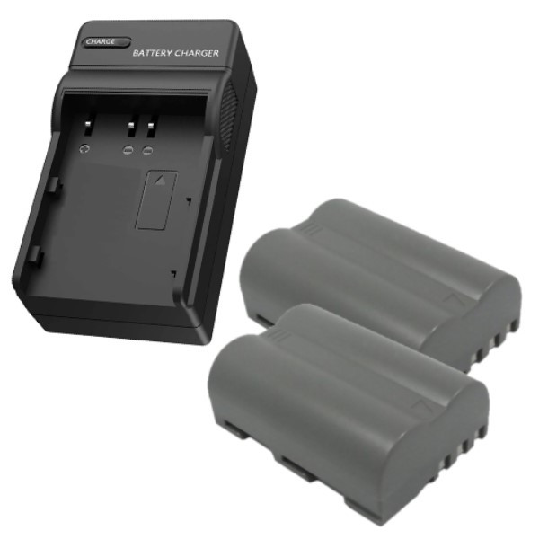 2 stuks Nikon EN-EL3 / EN-EL3E accu's + lader (7.4 V, 2000 mAh, 123accu huismerk)  ANI00308 - 1