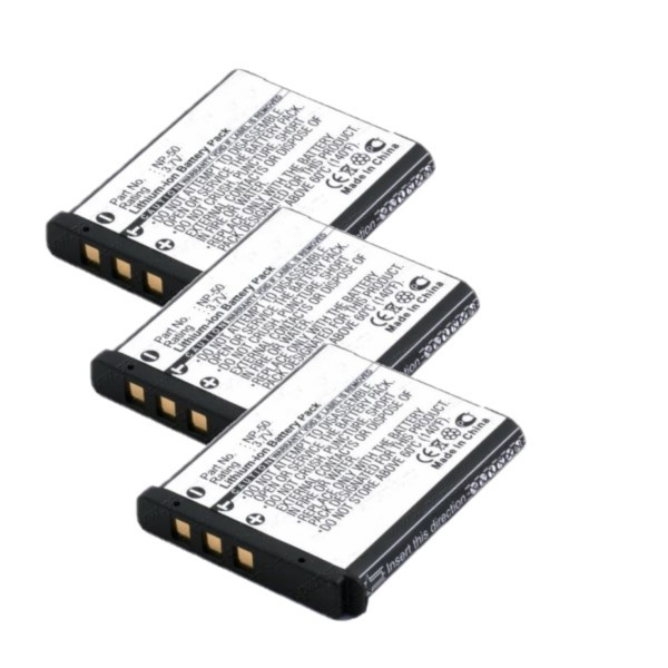 3x FujiFilm NP-50 / NP-50A accu (3.7 V, 750 mAh, 123accu huismerk)  AFU00331 - 1