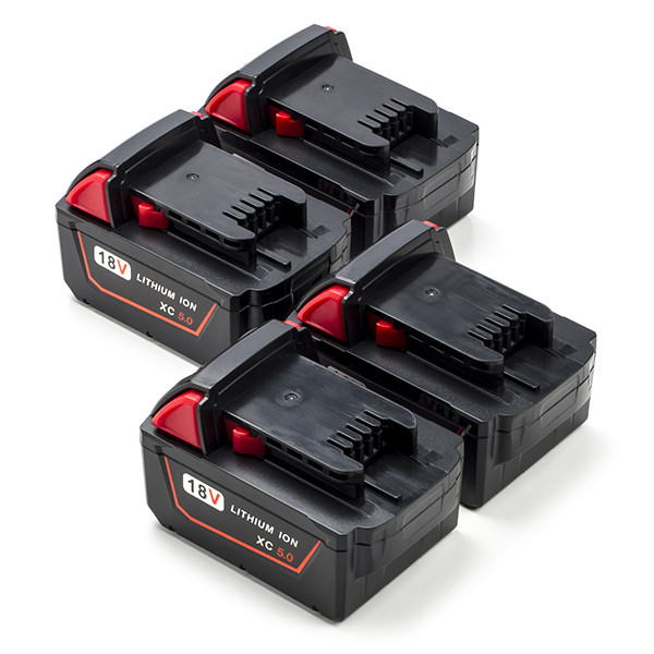 4-Pack Milwaukee M18 B5 / 4932430483 accu's (18 V, 5.0 Ah, 123accu huismerk)  AMI00587 - 1