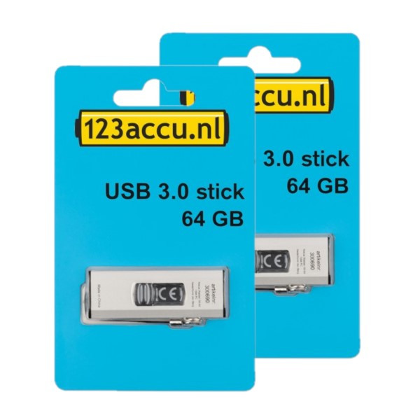 Aanbieding: 2x 123accu USB 3.0 stick 64GB  ADR00177 - 1