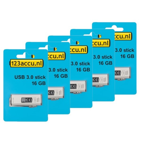 Aanbieding: 5x 123accu USB 3.0 stick 16GB  ADR00167 - 1