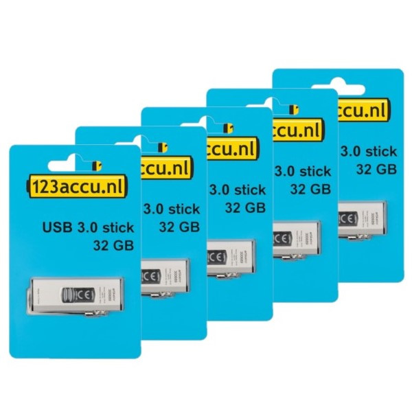 Aanbieding: 5x 123accu USB 3.0 stick 32GB  ADR00178 - 1