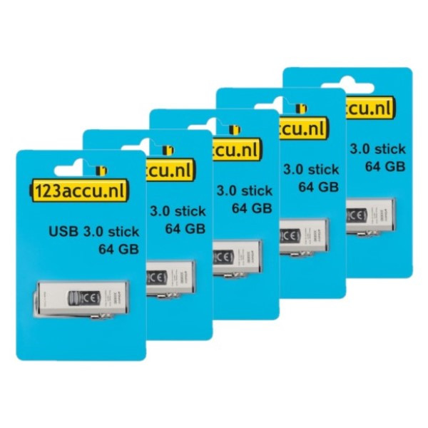 Aanbieding: 5x 123accu USB 3.0 stick 64GB  ADR00166 - 1