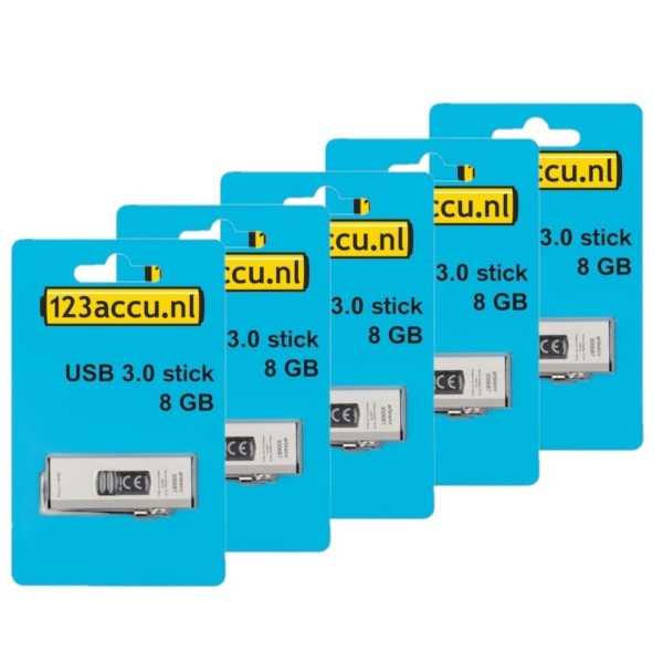 Aanbieding: 5x 123accu USB 3.0 stick 8GB  ADR00179 - 1