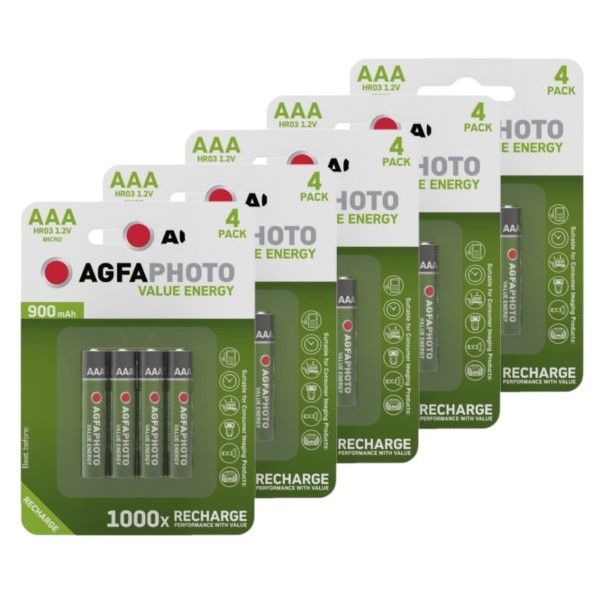 Agfaphoto Oplaadbare AAA / HR03 Ni-Mh Batterijen (20 stuks, 900 mAh)  AAG00104 - 1