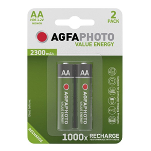 Agfaphoto Oplaadbare AA / HR6 Ni-Mh Batterijen (2 stuks, 2300 mAh)  290026 - 1