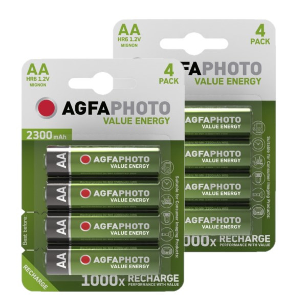 Agfaphoto Oplaadbare AA / HR6 Ni-Mh Batterijen (8 stuks, 2300 mAh)  AAG00099 - 1