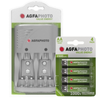 Agfaphoto Value Energy Charger + oplaadbare AA Ni-Mh batterijen (4 stuks 2300 mAh)  AAG00098