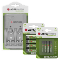 Agfaphoto Value Energy Charger + oplaadbare AA en AAA Ni-Mh batterijen (4 stuks 2300 mAh, 4 stuks 900 mAh)  AAG00096