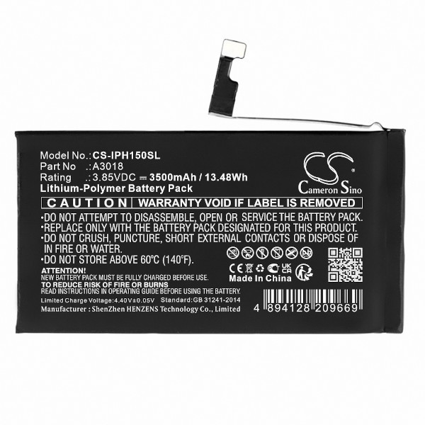 Apple A3018 accu (3,85 V, Li-pl, 3500mAh, 123accu huismerk)  AAP00693 - 1