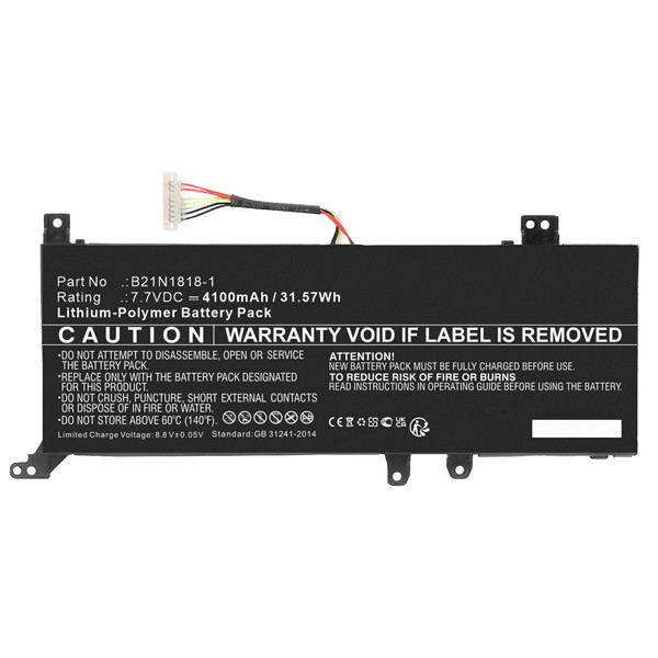 Asus B21N1818-1 accu (7,7 V, Li-ion, 4100mAh, 123accu huismerk)  AAS00884 - 1