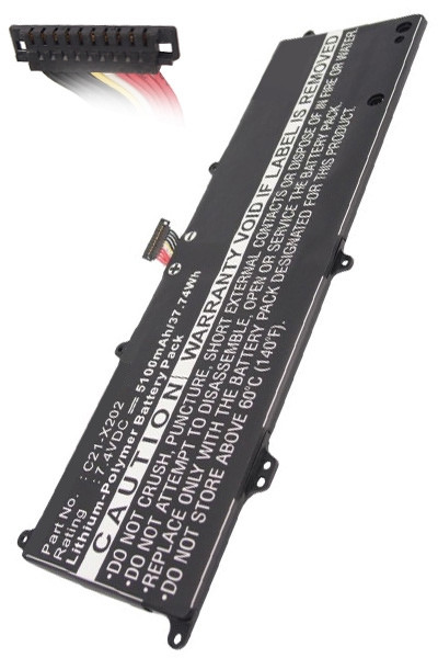 Asus C21-X202 accu (7.4 V, 5100 mAh, 123accu huismerk)  AAS00095 - 1