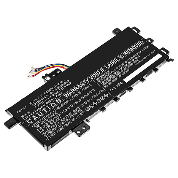 Asus C21N1818 / C21N1818-1 accu (7.7 V, 4100 mAh, 123accu huismerk)  AAS00759 - 1