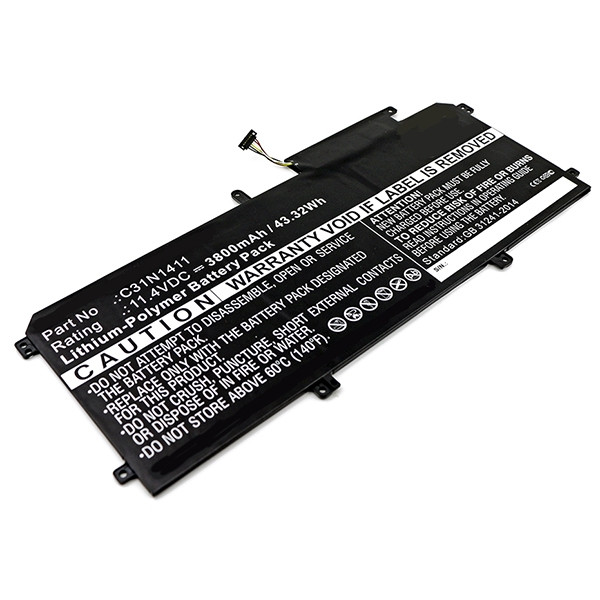 Asus C31N1411 accu (11.4 V, 3800 mAh, 123accu huismerk)  AAS00550 - 1