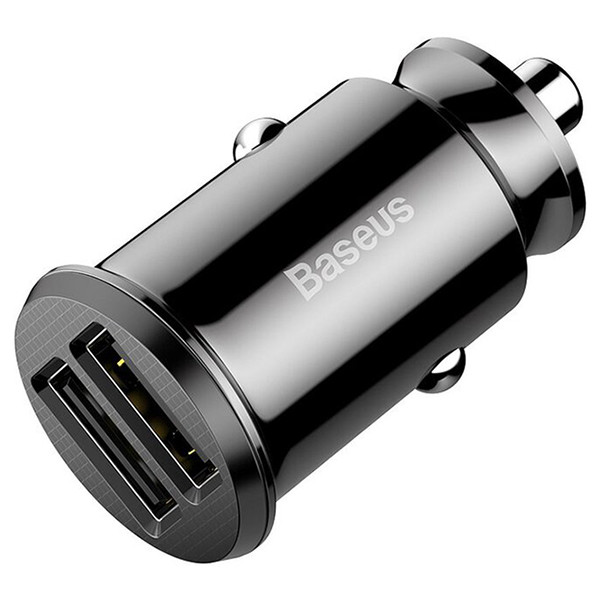 Baseus 2-poorts USB autolader (5V, 3.1A, zwart)  ABA00167 - 1