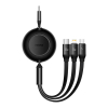 Baseus Bright Mirror 2 USB 3-in-1 kabel voor micro USB / USB-C / Lightning (100W, zwart)