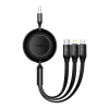 Baseus Bright Mirror 2 USB 3-in-1 kabel voor micro USB / USB-C / Lightning (66W, zwart)