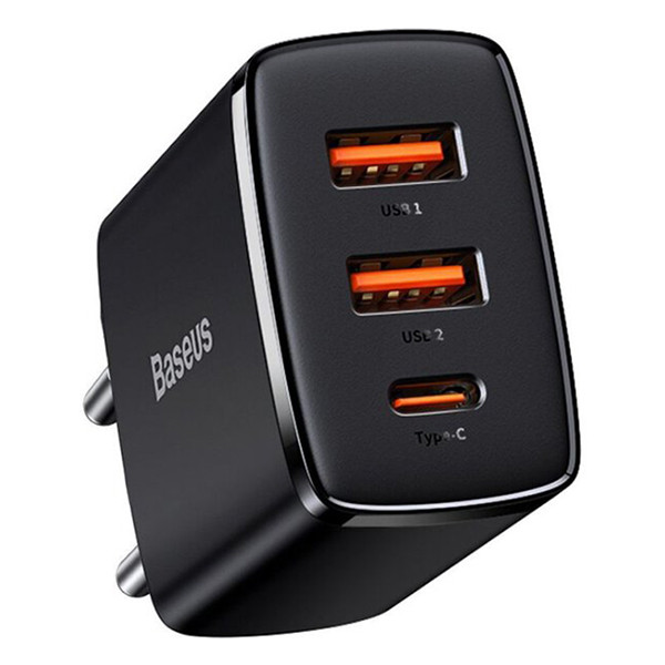 Baseus Compact Quick Charger 30W (2x USB QC3.0, 1x USB-C PD3.0)  ABA00122 - 1