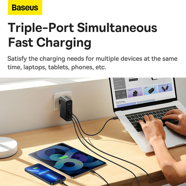 Baseus GaN5 Pro Fast Charger 140W (2x USB-C PD3.1, 1x USB QC4.0)  ABA00154 - 5