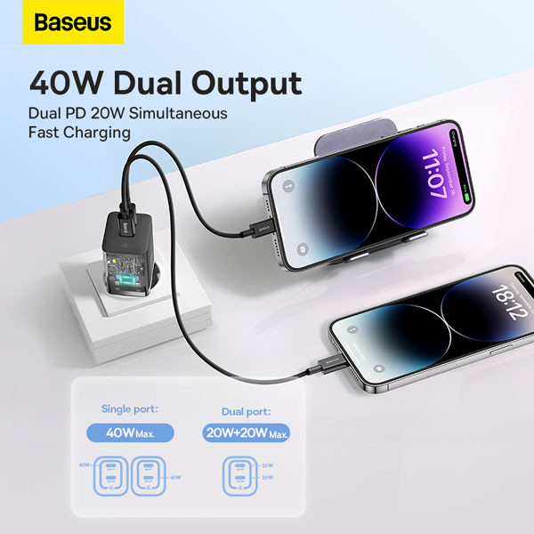 Baseus GaN5 Pro Fast Charger USB-C (40W, zwart)  ABA00159 - 7