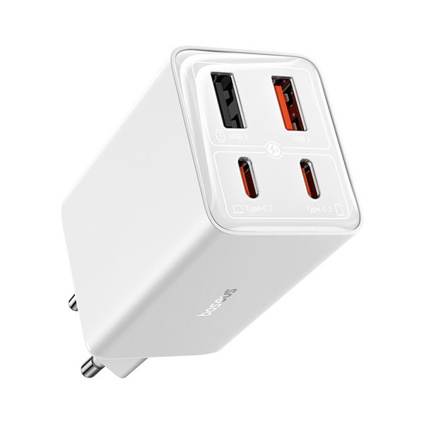 Baseus GaN6 Pro Fast Charger 2x USB-A en 2x USB-C (65W, wit)  ABA00164 - 1