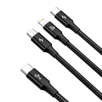 Baseus Rapid 3-in-1 USB-C naar Lightning / USB-C / micro-USB Fast Charging kabel 1.5 meter (20W, zwart)  ABA00213