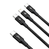 Baseus Rapid 3-in-1 USB-C naar Lightning / USB-C / micro-USB Fast Charging kabel 1.5 meter (20W, zwart)  ABA00213 - 1