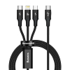 Baseus Rapid 3-in-1 USB-C naar Lightning / USB-C / micro-USB Fast Charging kabel 1.5 meter (20W, zwart)  ABA00213 - 2