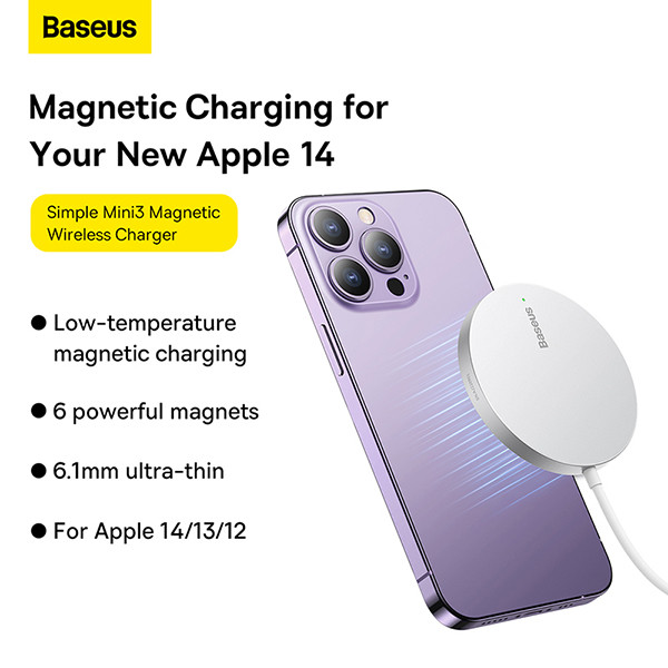 Baseus Simple Mini3 magnetische draadloze oplader (15W, zilver)  ABA00217 - 5