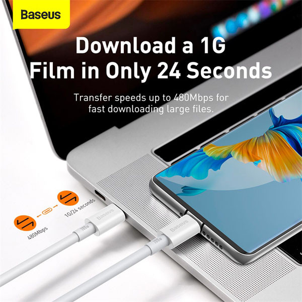Baseus Superior Fast Charging USB-C naar USB-C kabel 1 meter (100W, wit)  ABA00229 - 3