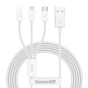 Baseus Superior Fast Charging USB naar micro-USB / USB-C / Lightning kabel 1,5 meter (3.5A, wit)