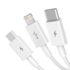 Baseus Superior Fast Charging USB naar micro-USB / USB-C / Lightning kabel 1,5 meter (3.5A, wit)  ABA00227 - 2