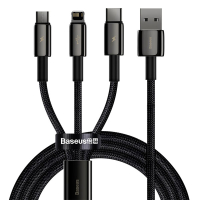 Baseus Tungsten Gold 3-in-1 USB naar Lightning / USB-C / micro-USB kabel 1,5 meter (3.5A, zwart)  ABA00207