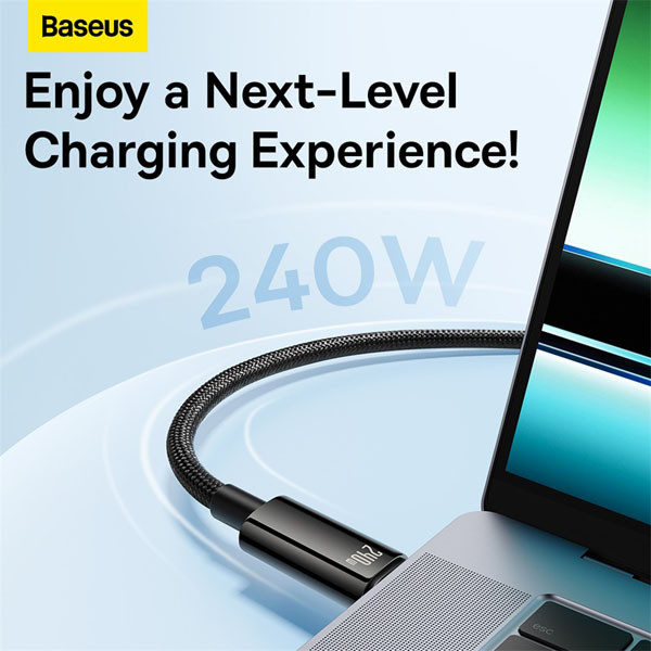 Baseus Tungsten Gold Fast Charging USB-C naar USB-C kabel 2 meter (240W, zwart)  ABA00228 - 4