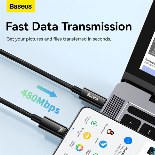 Baseus Tungsten Gold Fast Charging USB-C naar USB-C kabel 2 meter (240W, zwart)  ABA00228 - 6