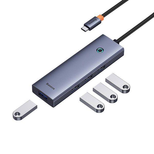 Baseus UltraJoy 4-poorts Hub USB-C naar 4x USB-A (grijs)  ABA00179 - 3