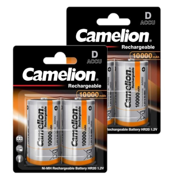 Camelion Oplaadbare D / HR20 Ni-Mh Batterijen (4 stuks, 10000 mAh)  ACA00718 - 1