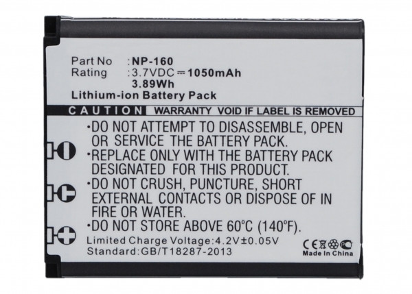 Casio NP-160 accu (1050 mAh, 123accu huismerk)  ACA00206 - 1