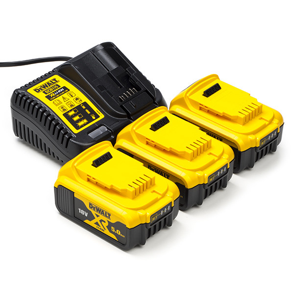 DeWalt Startset: 3x DeWalt DCB184 XR accu's + lader (18 V, 5.0 Ah, origineel)  ADE01227 - 1