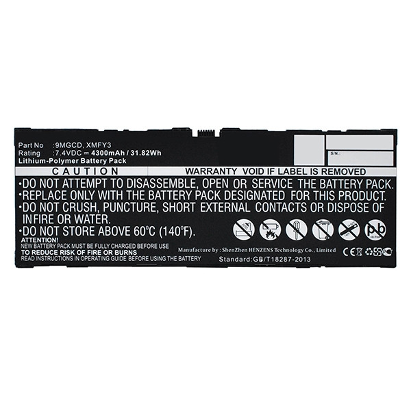 Dell 9MGCD / XMFY3 accu (7.4 V, 4300 mAh, 123accu huismerk)  ADE00736 - 1