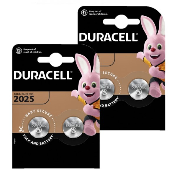 Duracell CR2025 3V Lithium knoopcel batterij 4 stuks  ADU00289 - 1