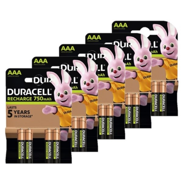 Duracell Oplaadbare AAA / HR03 Ni-Mh Batterijen (20 stuks, 750 mAh)  ADU00374 - 1