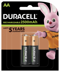 Duracell Oplaadbare AA / HR6 Ni-Mh Batterij (2 stuks, 2500 mAh)  ADU00158