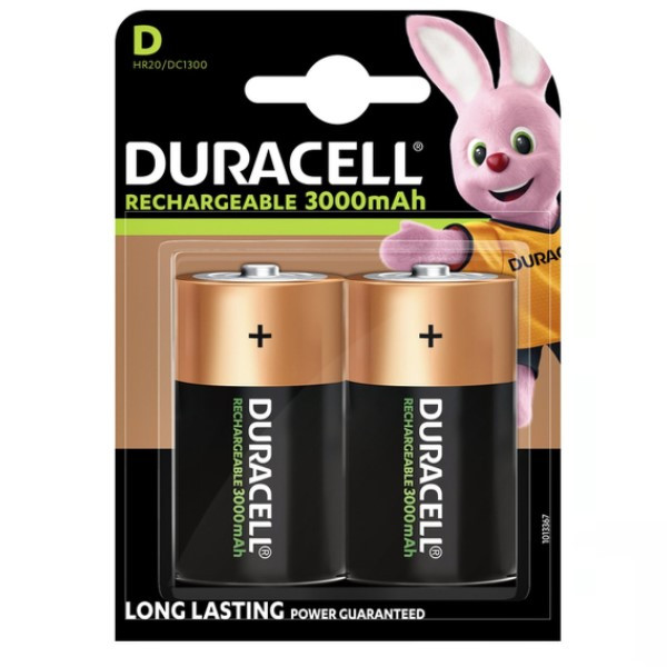Duracell Oplaadbare D / HR20 Ni-Mh Batterijen (4 stuks, 3000 mAh)  ADU00276 - 1