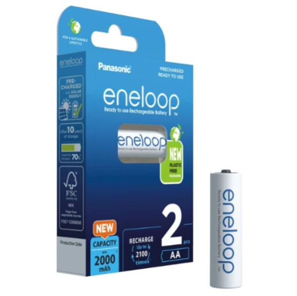 Eneloop Panasonic Eneloop Oplaadbare AA / HR06 Ni-Mh Batterijen (2 stuks, 2000 mAh)  AEN00029 - 1