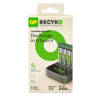 GP Dock Basislader + GP ReCyko Oplaadbare AA / HR6 Ni-Mh Batterijen (4 stuks, 2100 mAh)  AGP00109