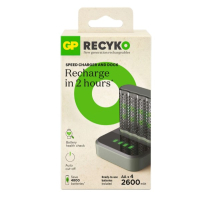 GP Dock Snellader + GP ReCyko Oplaadbare AA / HR6 Ni-Mh Batterijen (4 stuks, 2600 mAh)  AGP00112